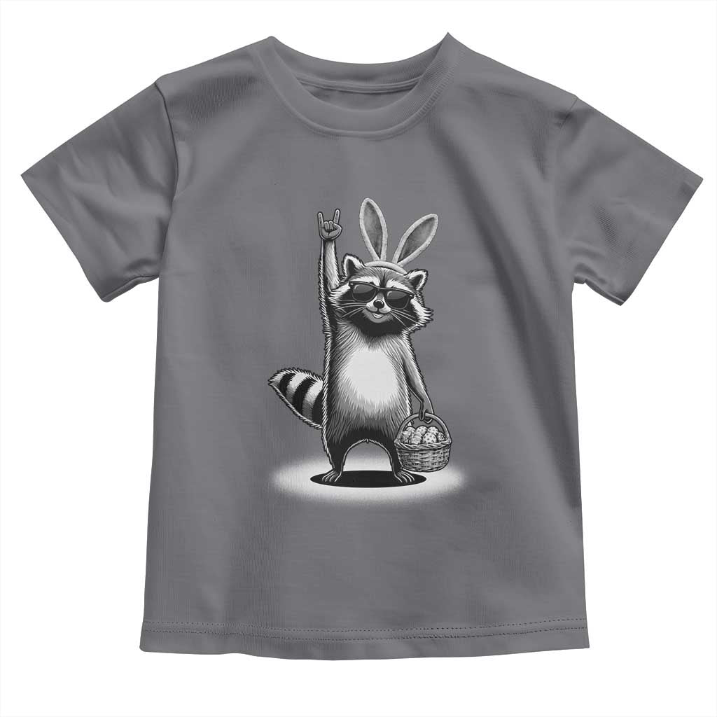 Retro Easter Raccoon Bunny Rock Hand Trash Panda Toddler T Shirt TS11 Charcoal Print Your Wear