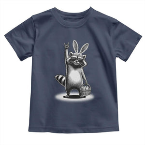 Retro Easter Raccoon Bunny Rock Hand Trash Panda Toddler T Shirt TS11 Navy Print Your Wear