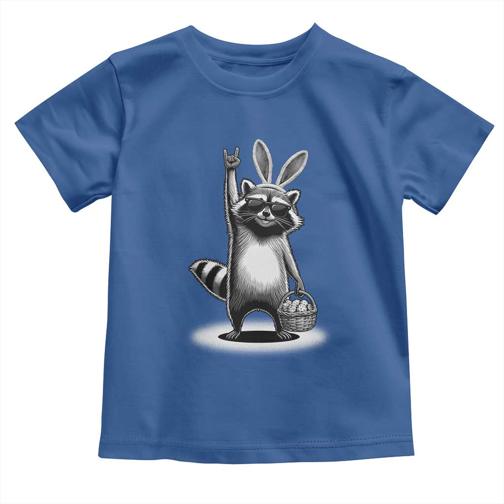 Retro Easter Raccoon Bunny Rock Hand Trash Panda Toddler T Shirt TS11 Royal Blue Print Your Wear