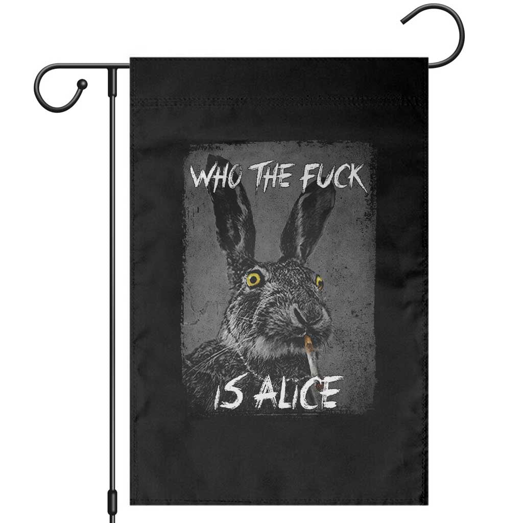 Funny Rabbit Who The Fuck Is Alice Garden Flag TS11 Black Print Your Wear