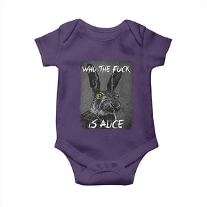 Funny Rabbit Who The Fuck Is Alice Baby Onesie TS11 Purple Print Your Wear