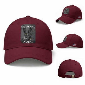 Funny Rabbit Who The Fuck Is Alice Baseball Cap TS11 Baseball Cap Universal Fit Maroon Print Your Wear