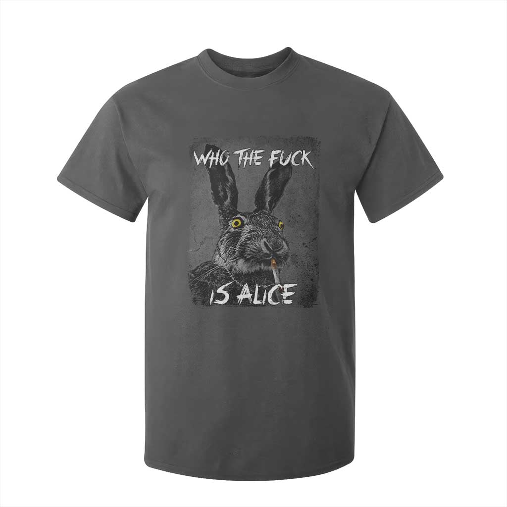 Funny Rabbit Who The Fuck Is Alice T Shirt For Kid TS11 Dark Heather Print Your Wear