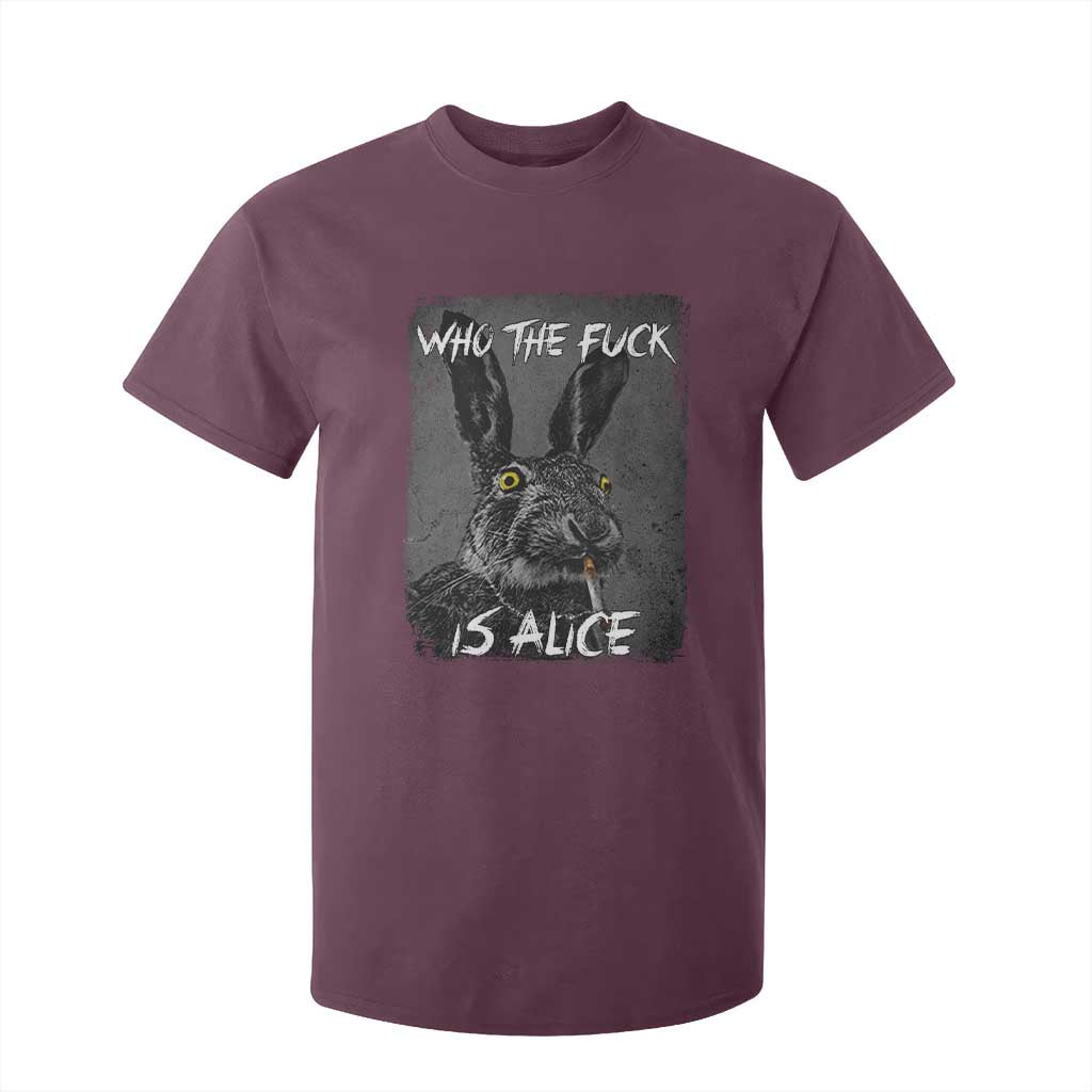 Funny Rabbit Who The Fuck Is Alice T Shirt For Kid TS11 Maroon Print Your Wear
