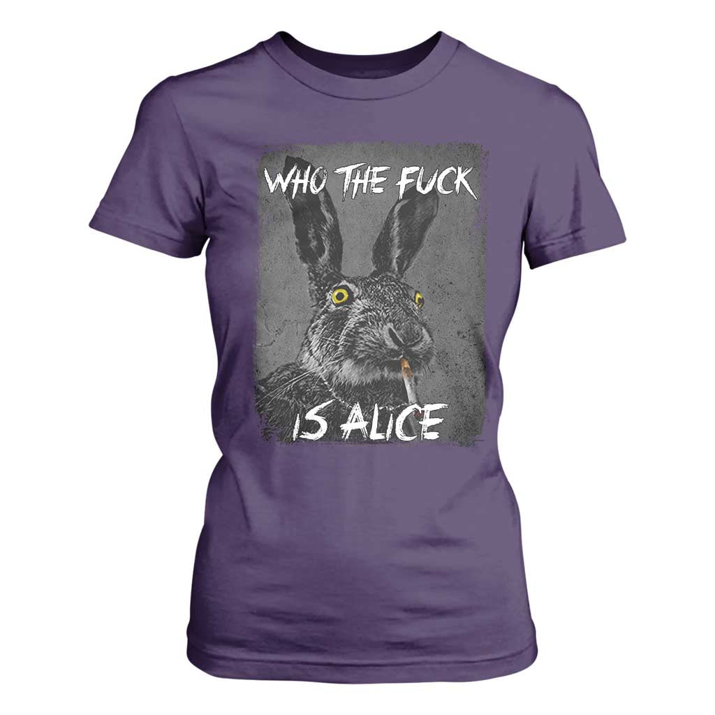 Funny Rabbit Who The Fuck Is Alice T Shirt For Women TS11 Purple Print Your Wear