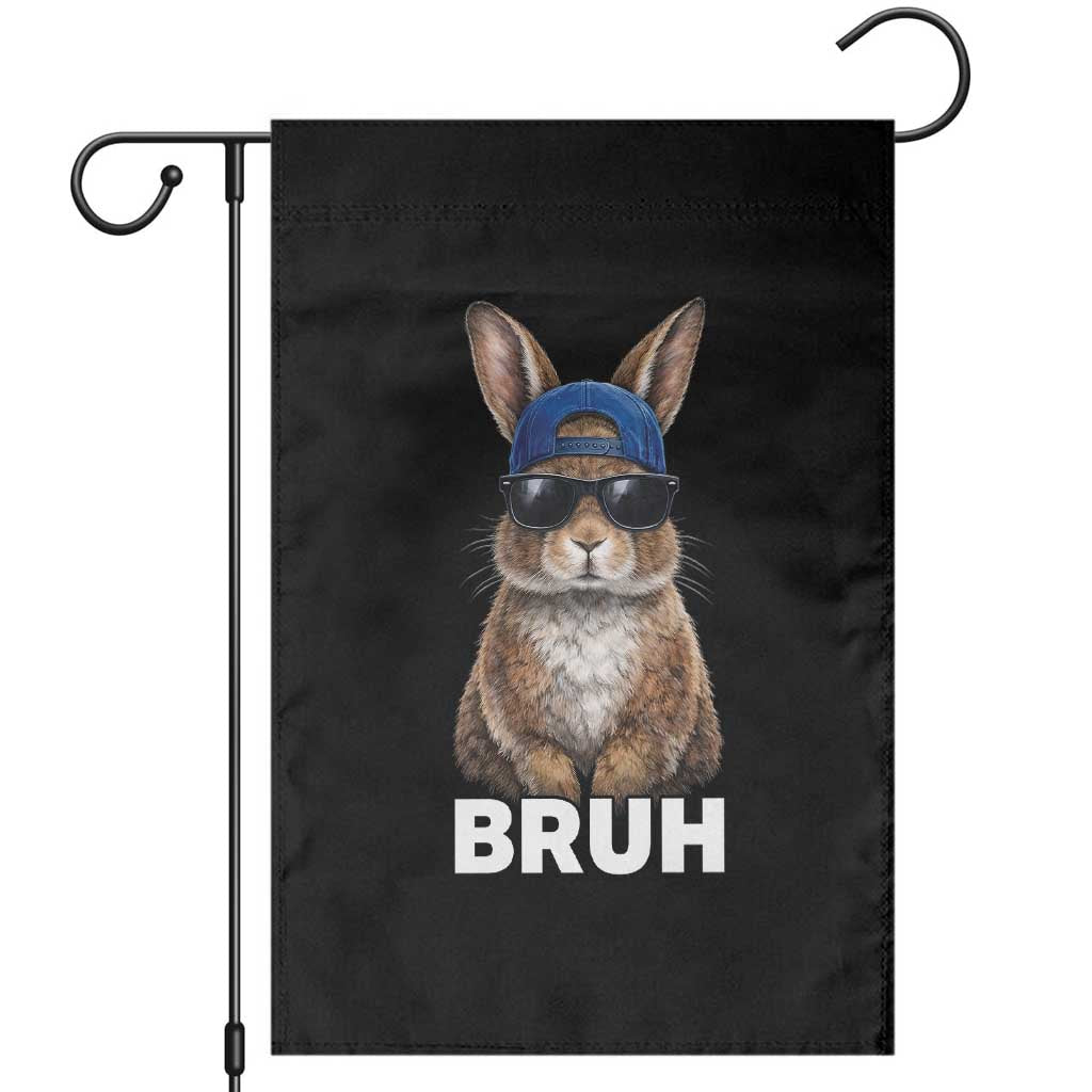Funny Easter Bruh Bunny Sunglasses Meme Garden Flag TS11 Black Print Your Wear
