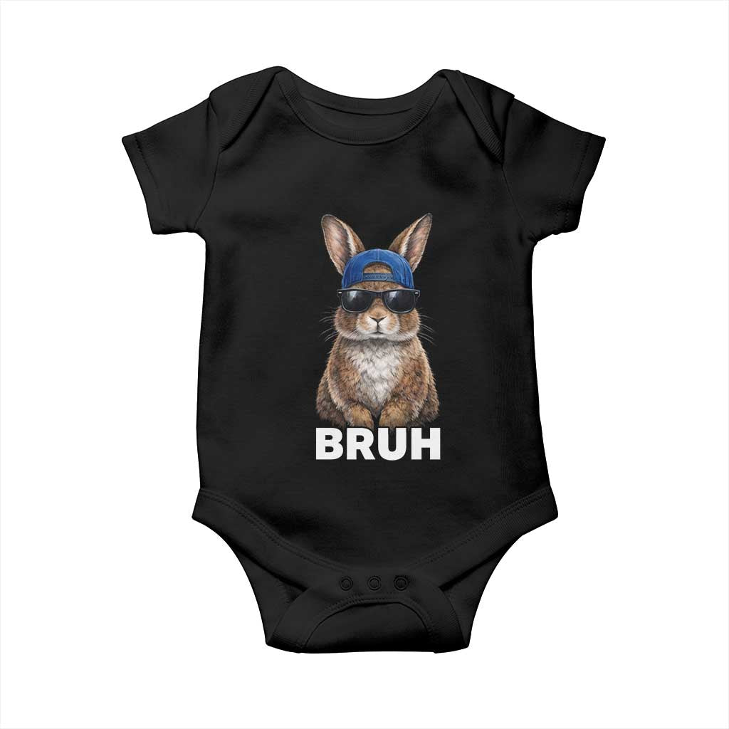 Funny Easter Bruh Bunny Sunglasses Meme Baby Onesie TS11 Black Print Your Wear