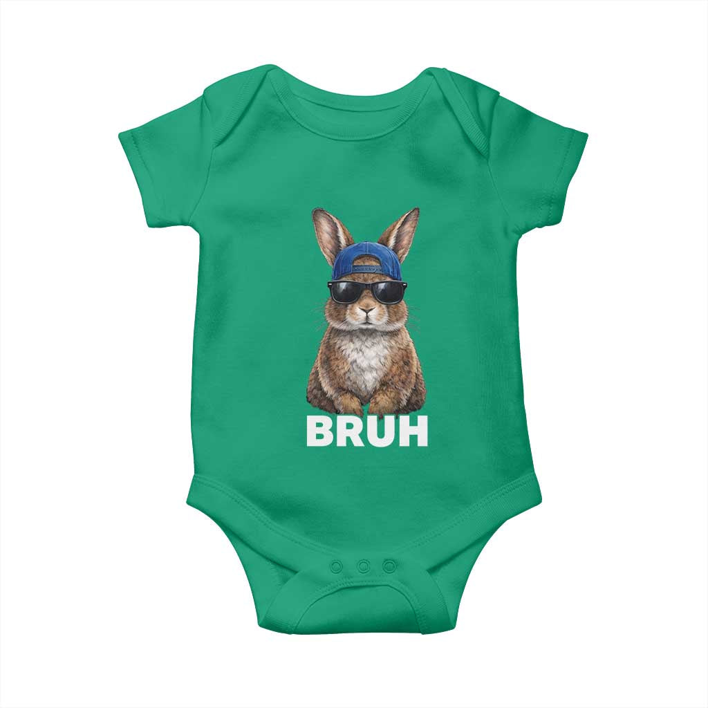 Funny Easter Bruh Bunny Sunglasses Meme Baby Onesie TS11 Irish Green Print Your Wear