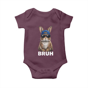 Funny Easter Bruh Bunny Sunglasses Meme Baby Onesie TS11 Maroon Print Your Wear