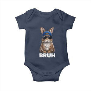 Funny Easter Bruh Bunny Sunglasses Meme Baby Onesie TS11 Navy Print Your Wear