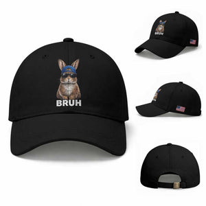 Funny Easter Bruh Bunny Sunglasses Meme Baseball Cap TS11 Baseball Cap Universal Fit Black Print Your Wear