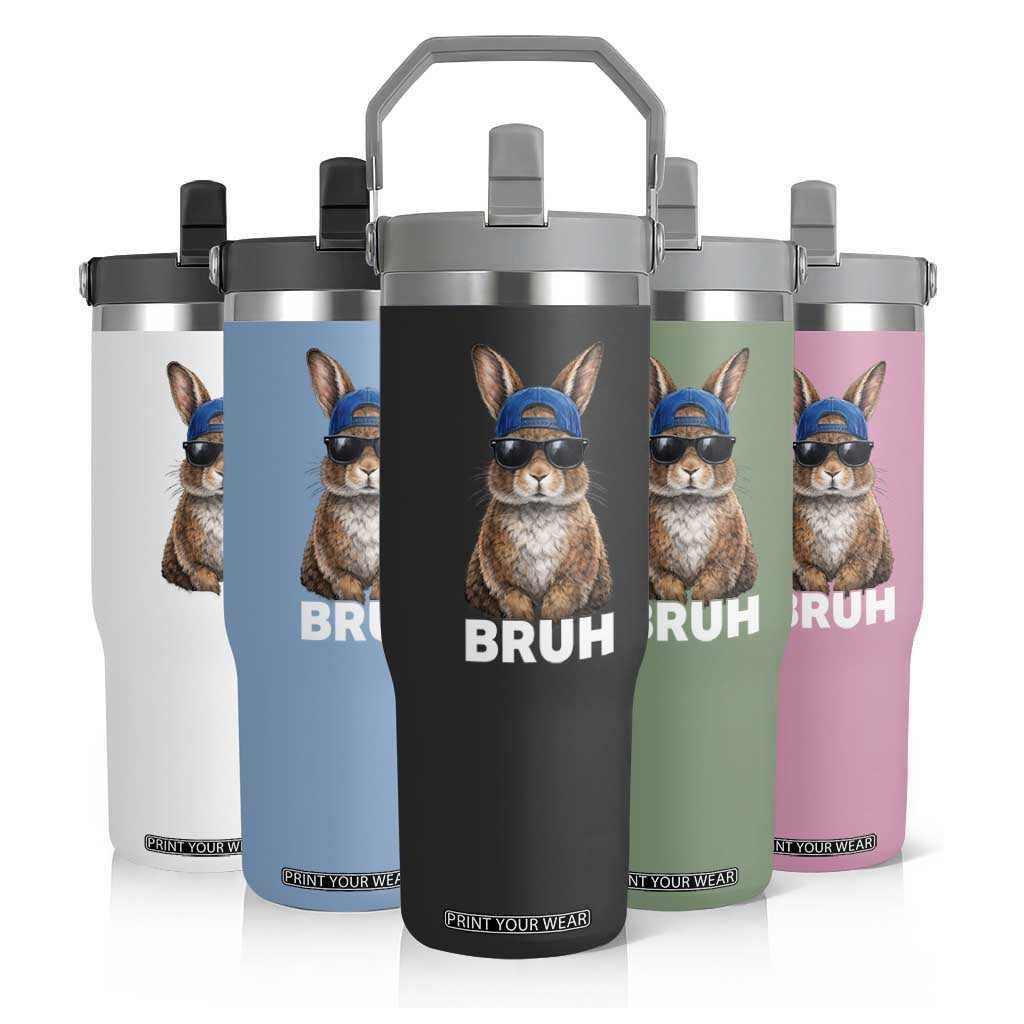 Funny Easter Bruh Bunny Sunglasses Meme Flip Straw Tumbler TS11 Print Your Wear