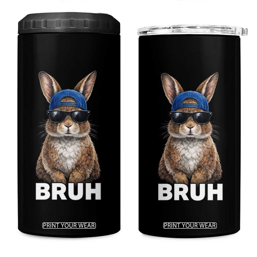 Funny Easter Bruh Bunny Sunglasses Meme 4 in 1 Can Cooler Tumbler TS11 One Size: 16 oz Black Print Your Wear