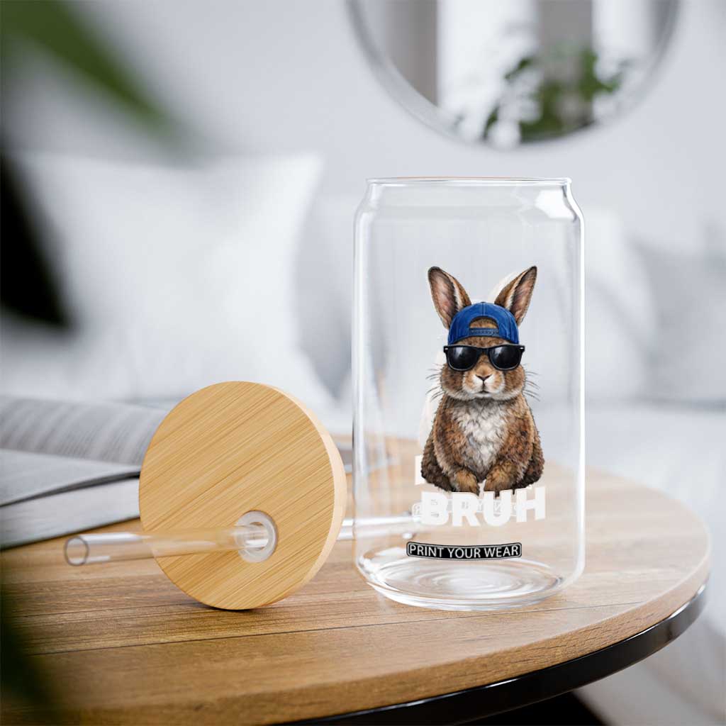 Funny Easter Bruh Bunny Sunglasses Meme Glass Can TS11 Print Your Wear