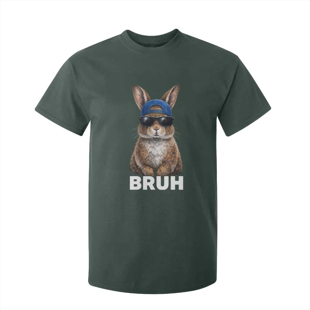 Funny Easter Bruh Bunny Sunglasses Meme T Shirt For Kid TS11 Dark Forest Green Print Your Wear