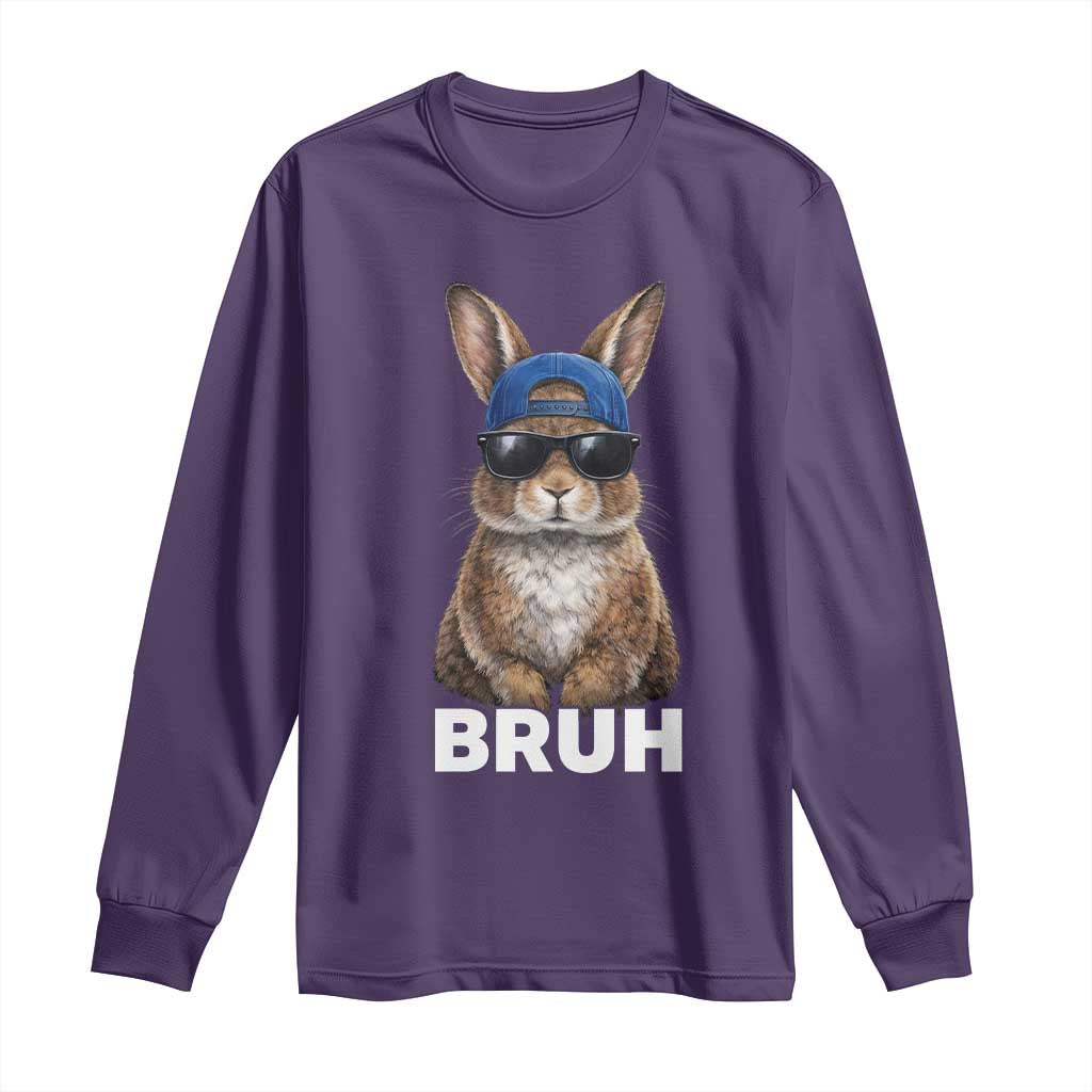 Funny Easter Bruh Bunny Sunglasses Meme Long Sleeve Shirt TS11 Purple Print Your Wear