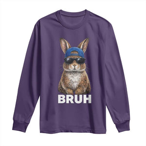 Funny Easter Bruh Bunny Sunglasses Meme Long Sleeve Shirt TS11 Purple Print Your Wear