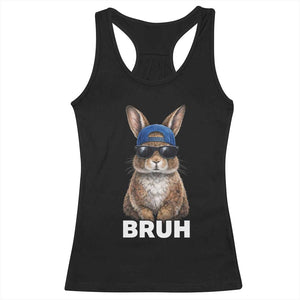 Funny Easter Bruh Bunny Sunglasses Meme Racerback Tank Top TS11 Black Print Your Wear
