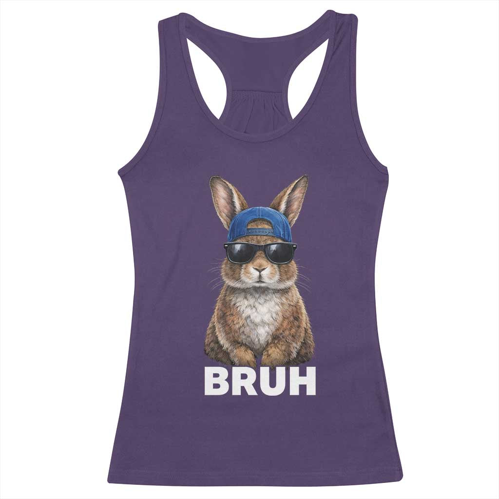 Funny Easter Bruh Bunny Sunglasses Meme Racerback Tank Top TS11 Purple Print Your Wear