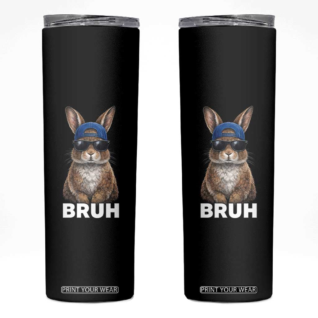 Funny Easter Bruh Bunny Sunglasses Meme Skinny Tumbler TS11 Black Print Your Wear