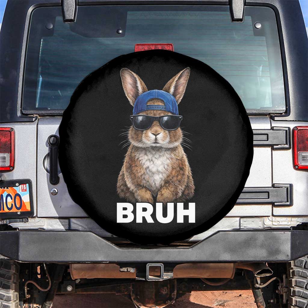 Funny Easter Bruh Bunny Sunglasses Meme Spare Tire Cover TS11 No hole Black Print Your Wear
