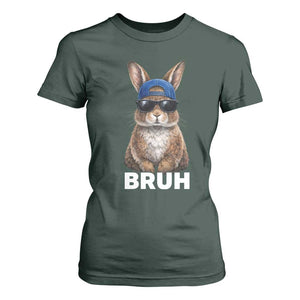 Funny Easter Bruh Bunny Sunglasses Meme T Shirt For Women TS11 Dark Forest Green Print Your Wear