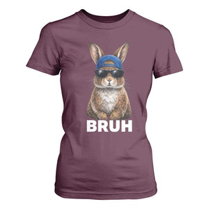 Funny Easter Bruh Bunny Sunglasses Meme T Shirt For Women TS11 Maroon Print Your Wear