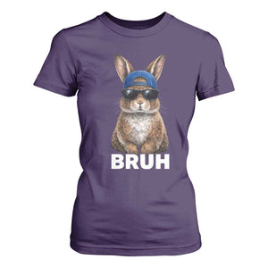 Funny Easter Bruh Bunny Sunglasses Meme T Shirt For Women TS11 Purple Print Your Wear