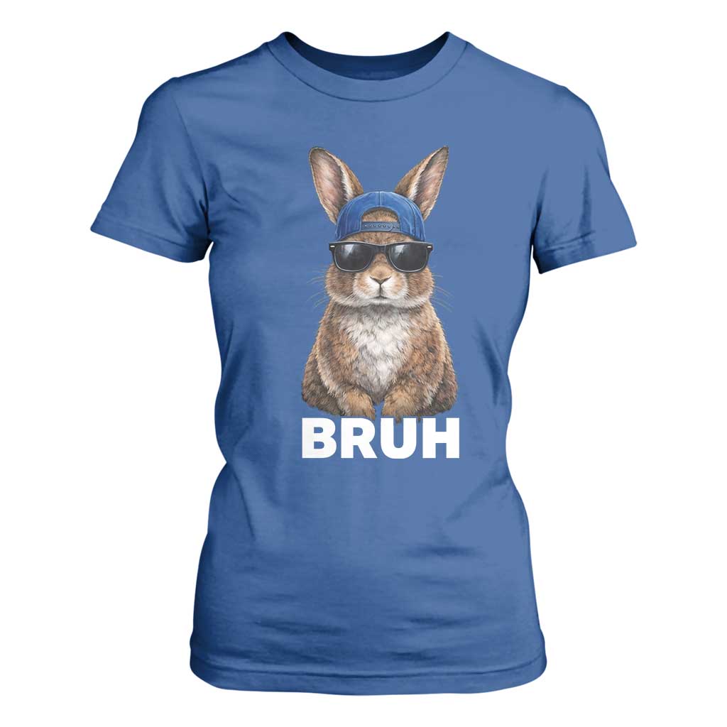 Funny Easter Bruh Bunny Sunglasses Meme T Shirt For Women TS11 Royal Blue Print Your Wear