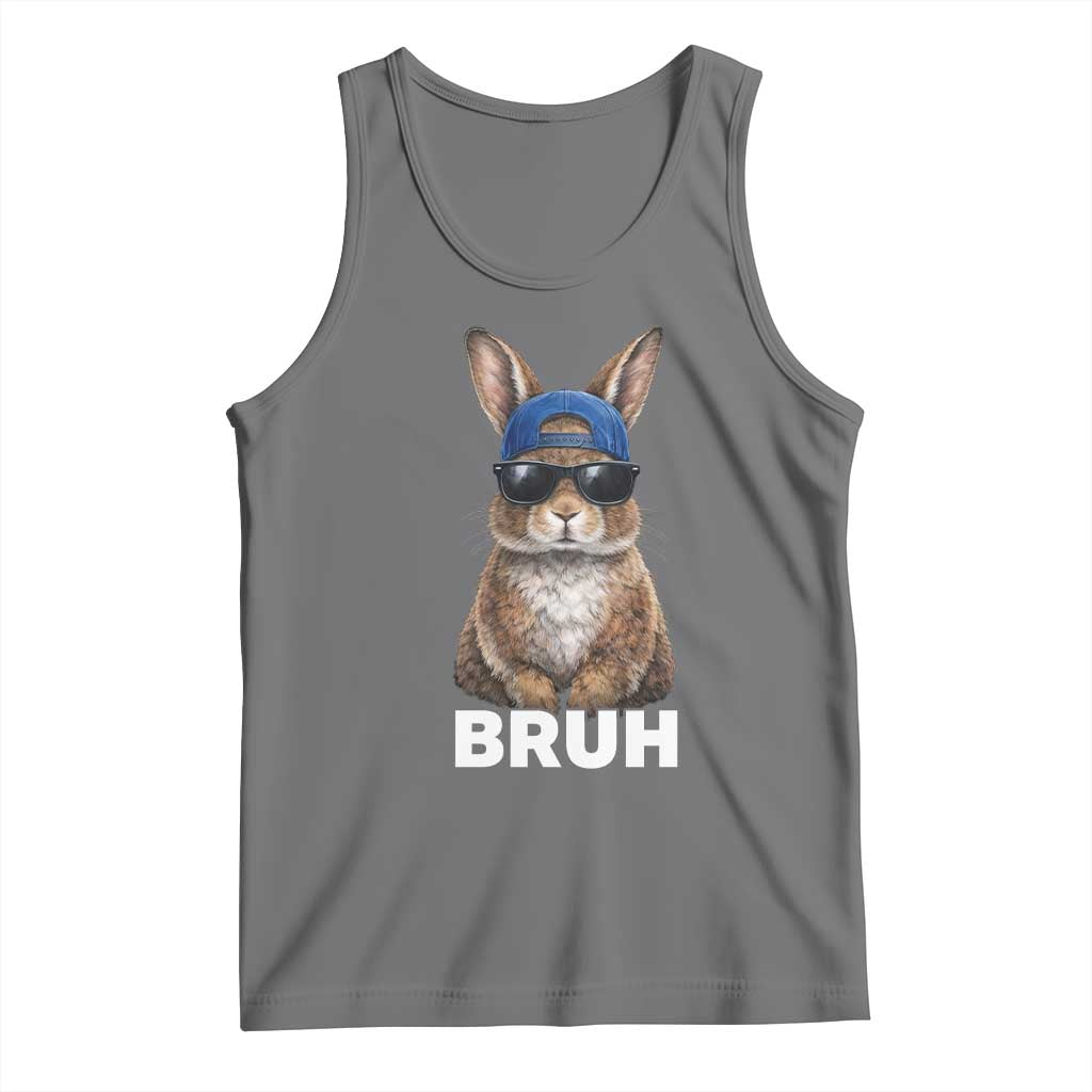 Funny Easter Bruh Bunny Sunglasses Meme Tank Top TS11 Black Heather Print Your Wear