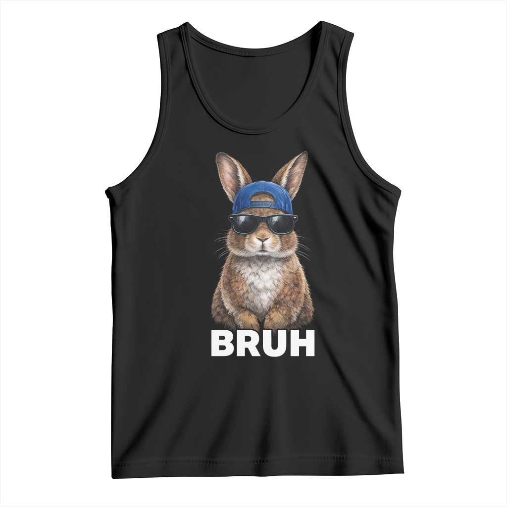 Funny Easter Bruh Bunny Sunglasses Meme Tank Top TS11 Black Print Your Wear