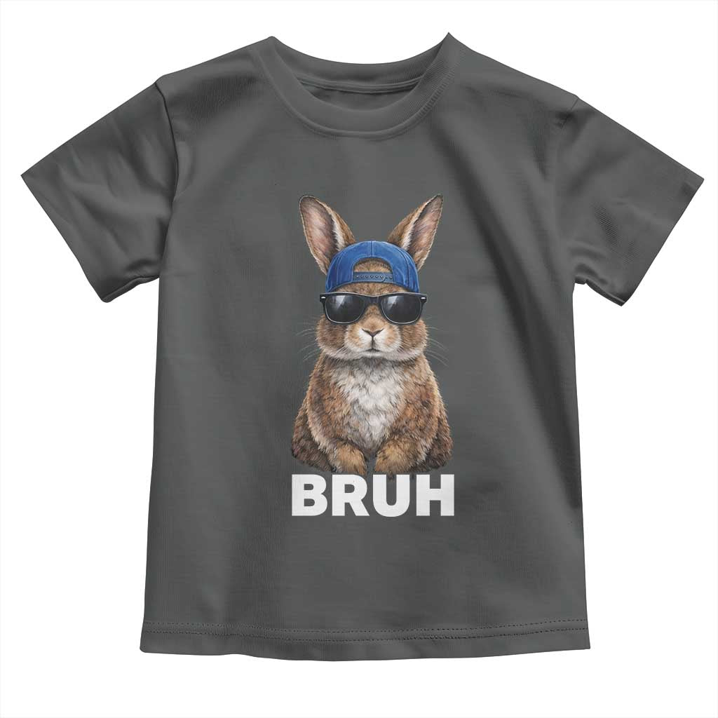 Funny Easter Bruh Bunny Sunglasses Meme Toddler T Shirt TS11 Dark Heather Print Your Wear