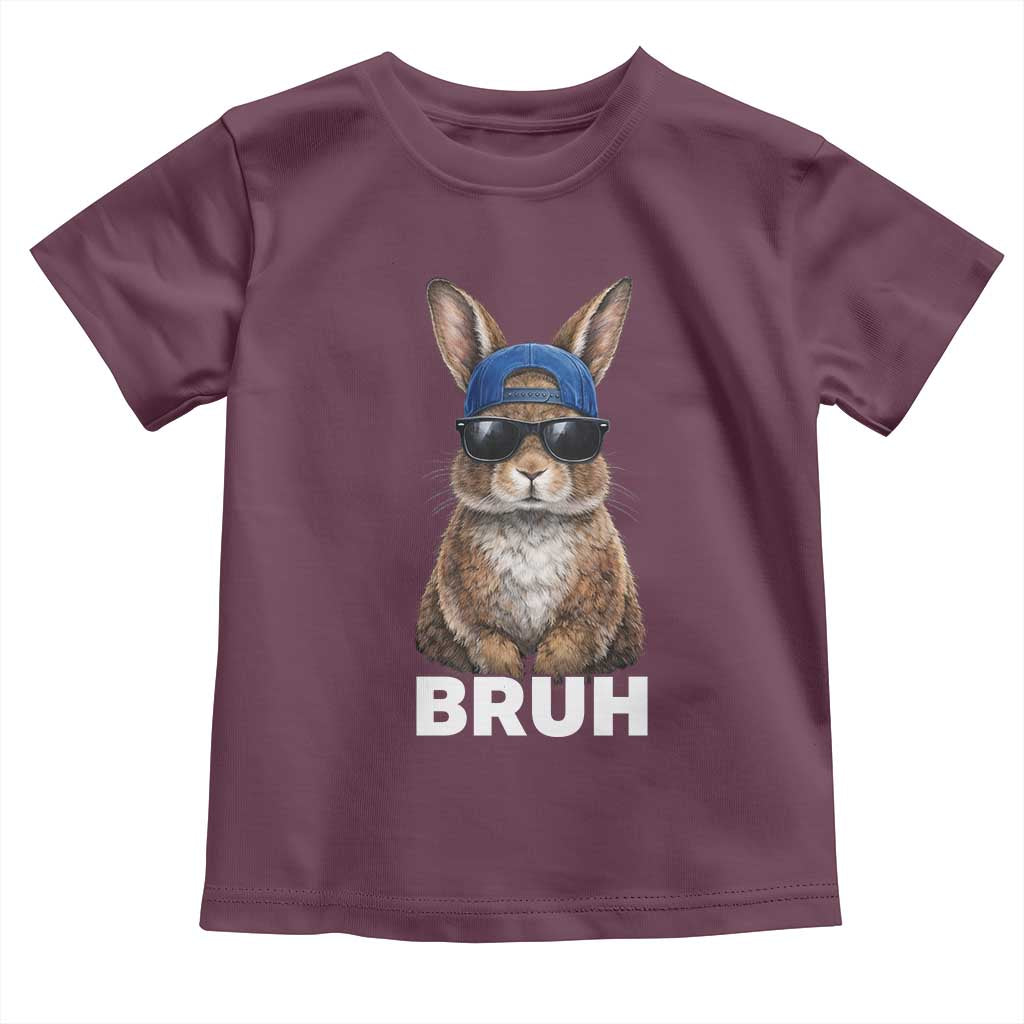 Funny Easter Bruh Bunny Sunglasses Meme Toddler T Shirt TS11 Maroon Print Your Wear