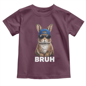 Funny Easter Bruh Bunny Sunglasses Meme Toddler T Shirt TS11 Maroon Print Your Wear