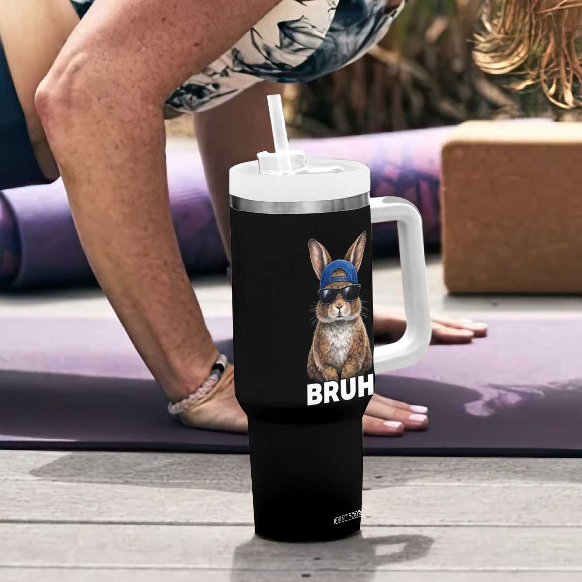 Funny Easter Bruh Bunny Sunglasses Meme Tumbler With Handle TS11 Print Your Wear
