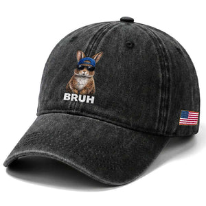 Funny Easter Bruh Bunny Sunglasses Meme Washed Cotton Baseball Cap TS11 Print Your Wear