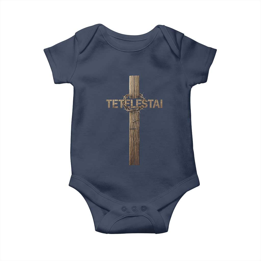 Christian Easter Resurrection Day Tetelestai Religious Cross Baby Onesie TS11 Navy Print Your Wear