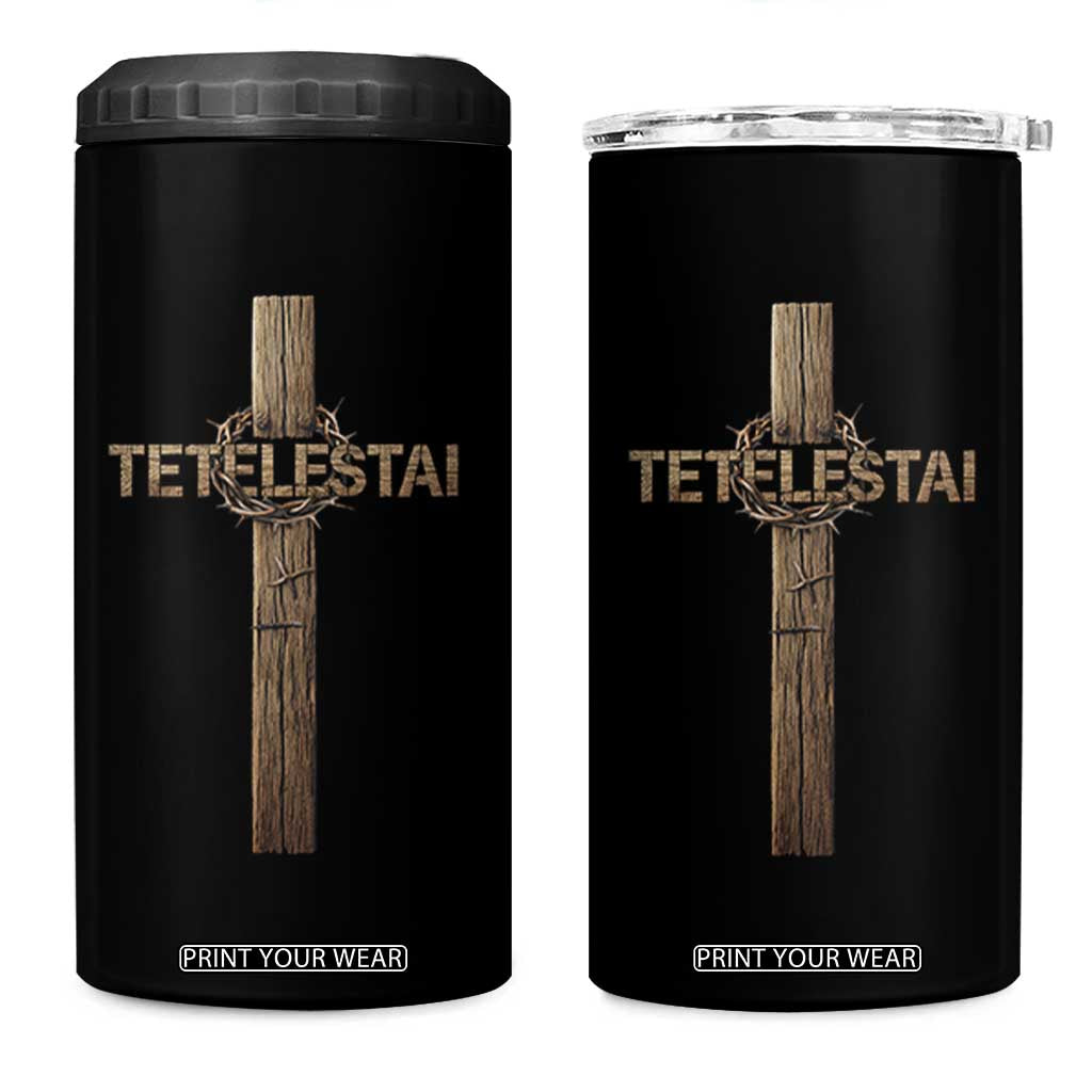 Christian Easter Resurrection Day Tetelestai Religious Cross 4 in 1 Can Cooler Tumbler TS11 One Size: 16 oz Black Print Your Wear