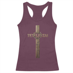 Christian Easter Resurrection Day Tetelestai Religious Cross Racerback Tank Top TS11 Maroon Print Your Wear