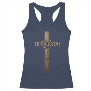 Christian Easter Resurrection Day Tetelestai Religious Cross Racerback Tank Top TS11 Navy Print Your Wear