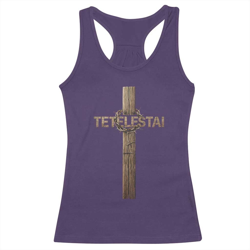 Christian Easter Resurrection Day Tetelestai Religious Cross Racerback Tank Top TS11 Purple Print Your Wear