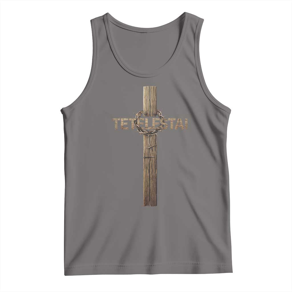 Christian Easter Resurrection Day Tetelestai Religious Cross Tank Top TS11 Deep Heather Print Your Wear