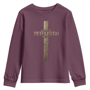 Christian Easter Resurrection Day Tetelestai Religious Cross Youth Sweatshirt TS11 Maroon Print Your Wear