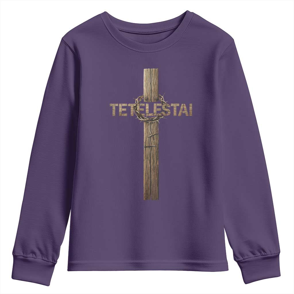 Christian Easter Resurrection Day Tetelestai Religious Cross Youth Sweatshirt TS11 Purple Print Your Wear