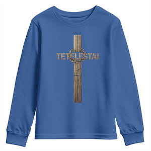 Christian Easter Resurrection Day Tetelestai Religious Cross Youth Sweatshirt TS11 Royal Blue Print Your Wear
