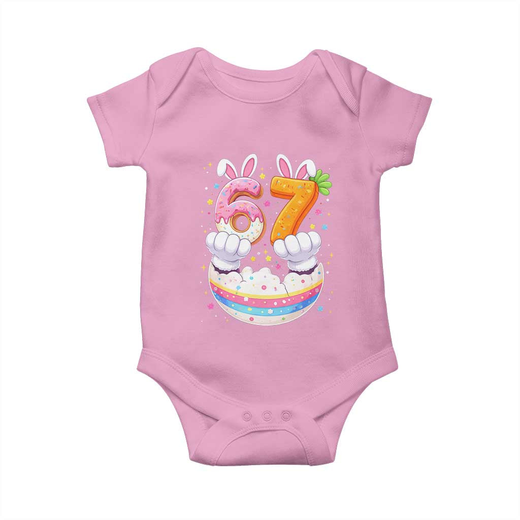 Funny Easter Day Bunny 67 Six Seven Meme Baby Onesie TS11 Light Pink Print Your Wear