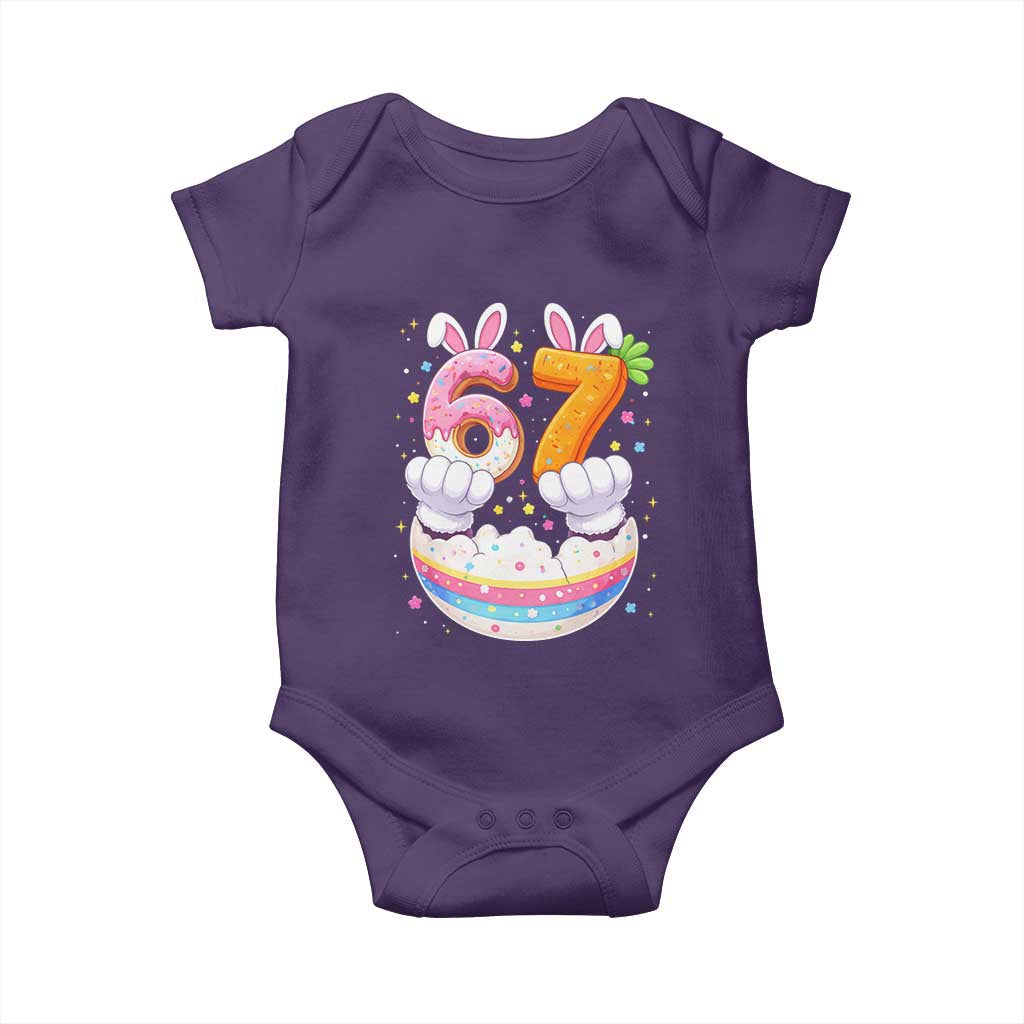 Funny Easter Day Bunny 67 Six Seven Meme Baby Onesie TS11 Purple Print Your Wear