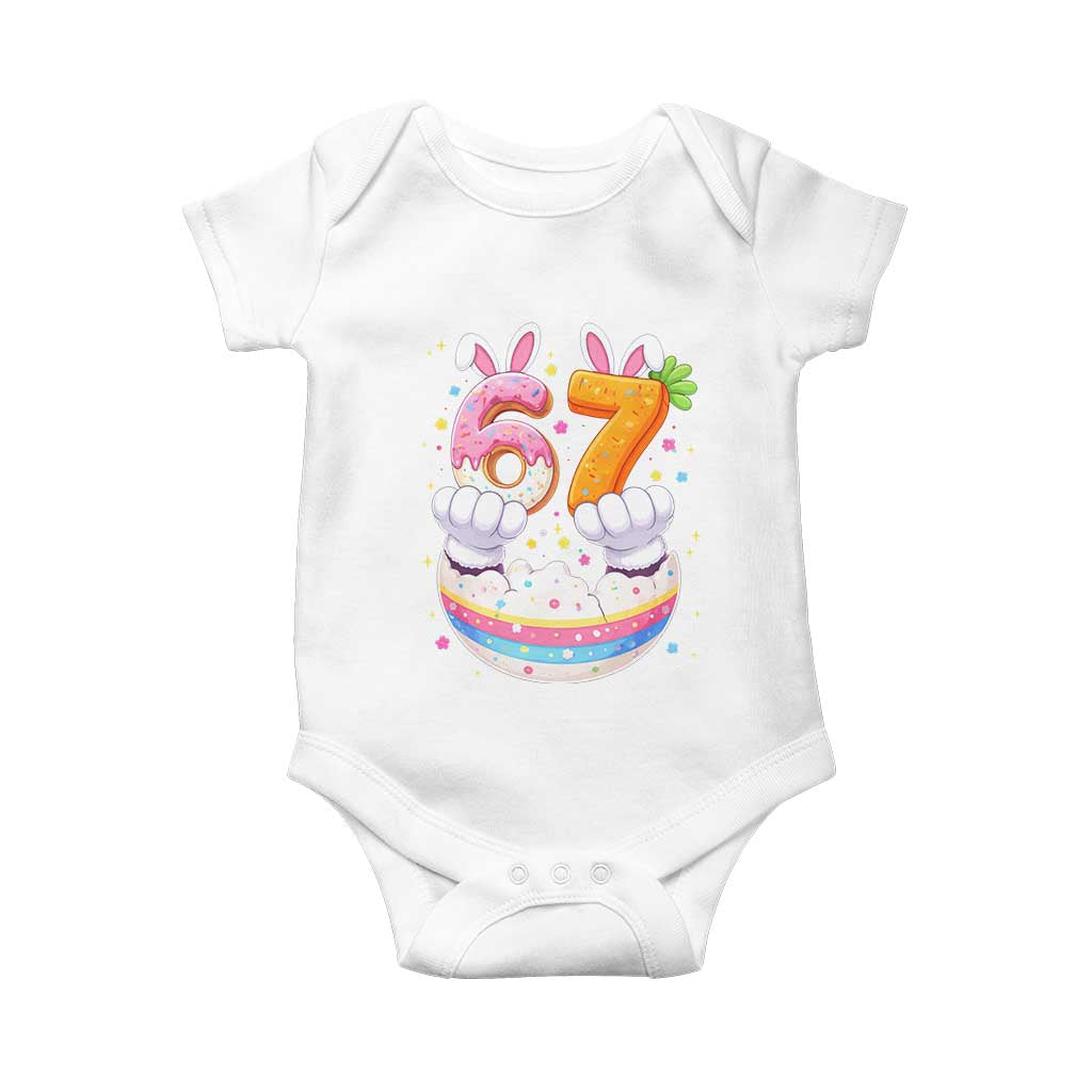 Funny Easter Day Bunny 67 Six Seven Meme Baby Onesie TS11 White Print Your Wear