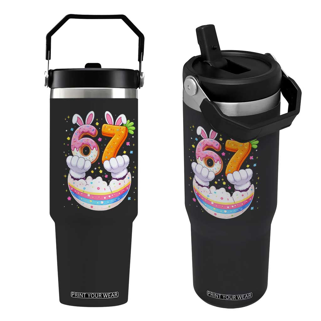 Funny Easter Day Bunny 67 Six Seven Meme Flip Straw Tumbler TS11 One Size: 30 oz Black Print Your Wear