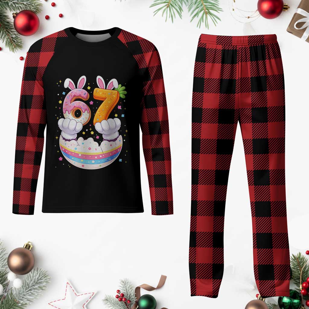 Funny Easter Day Bunny 67 Six Seven Meme Plaid Pajama Set TS11 Buffalo Plaid Print Your Wear